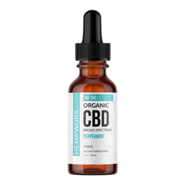 HempWorx 750 CBD Oil Broad Spectrum Peppermint THC Free