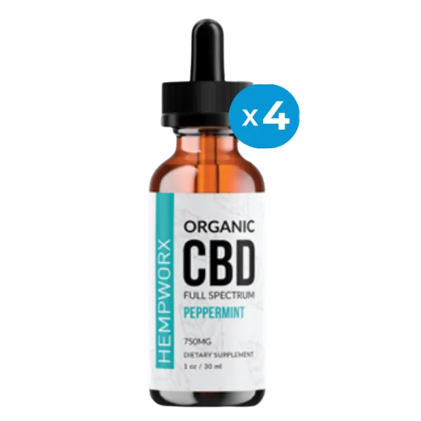 HempWorx Full Spectrum Peppermint CBD Oil 4-Pack