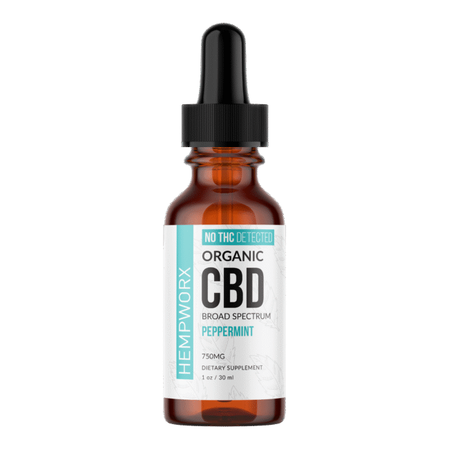 HempWorx ORGANIC Broad Spectrum CBD Oil THC Not Detected - Peppermint (750mg)